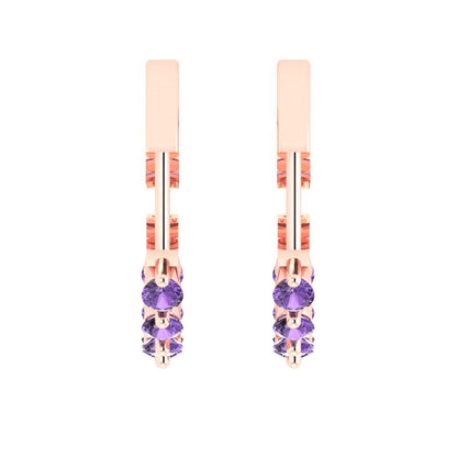 0.84cttw Alexandrite Gold-Plated 925 Silver Lever Back Hoop Earrings