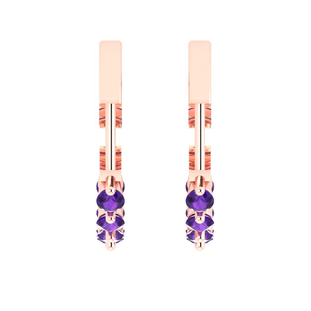 0.84cttw Amethyst Gold-Plated 925 Silver Lever Back Hoop Earrings