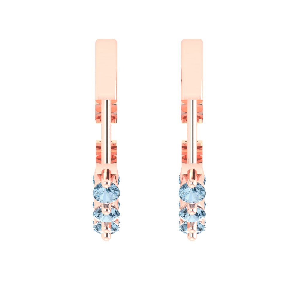0.84cttw Aquamarine Gold-Plated 925 Silver Lever Back Hoop Earrings