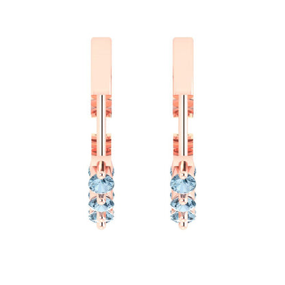 0.84cttw Aquamarine Gold-Plated 925 Silver Lever Back Hoop Earrings