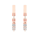 0.7 ct Brilliant Round Cut Hoop White Sapphire Stone Rose Gold Earrings Lever Back