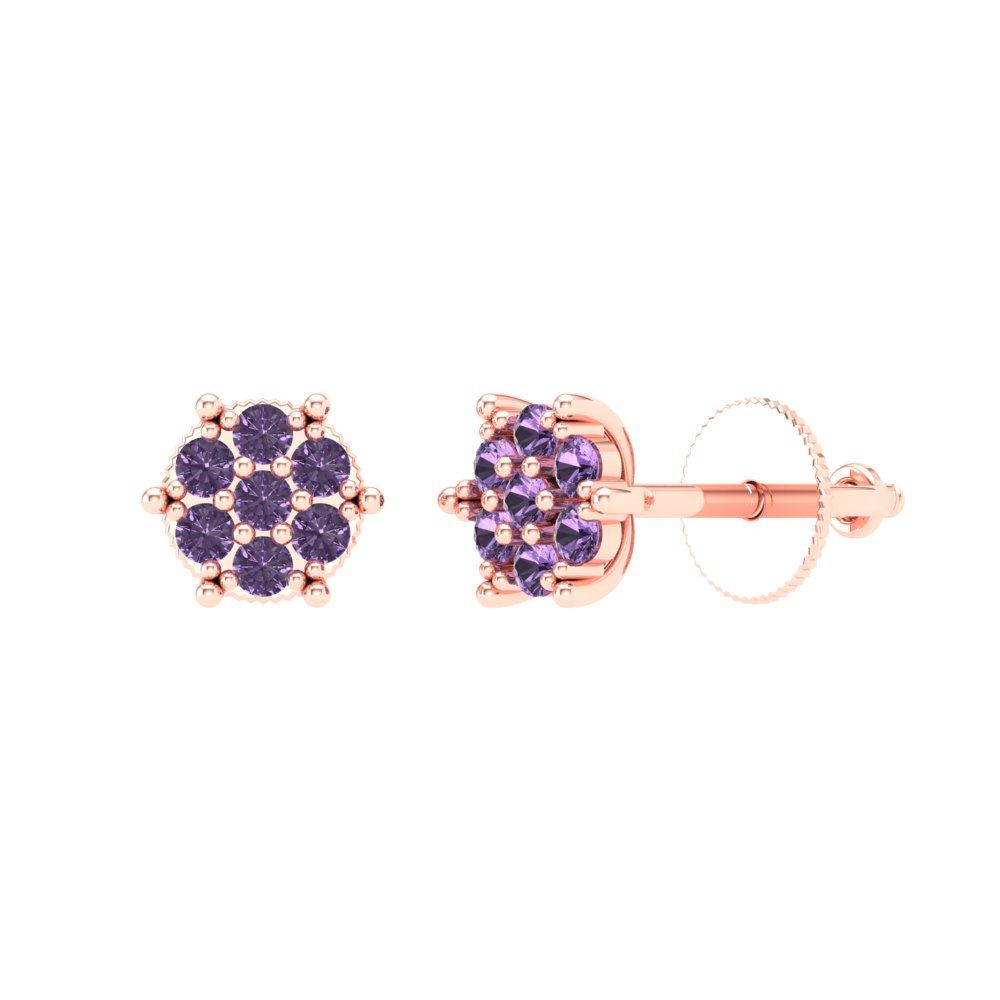 0.35cttw Alexandrite Gold-Plated 925 Silver Screw Back Stud Earrings
