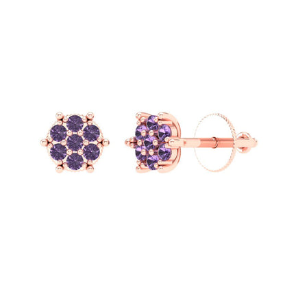 0.35cttw Alexandrite Gold-Plated 925 Silver Screw Back Stud Earrings