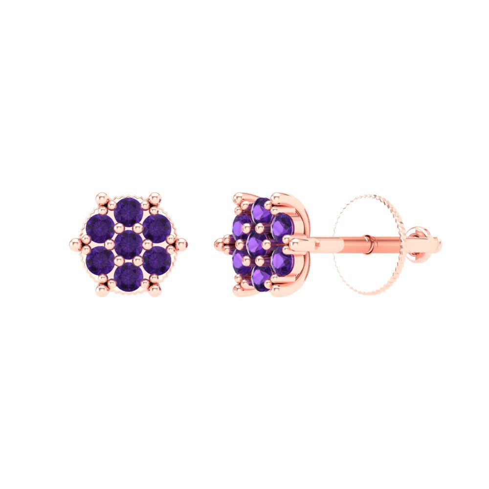 0.35cttw Amethyst Gold-Plated 925 Silver Screw Back Stud Earrings