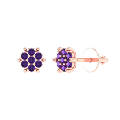 0.35cttw Amethyst Gold-Plated 925 Silver Screw Back Stud Earrings