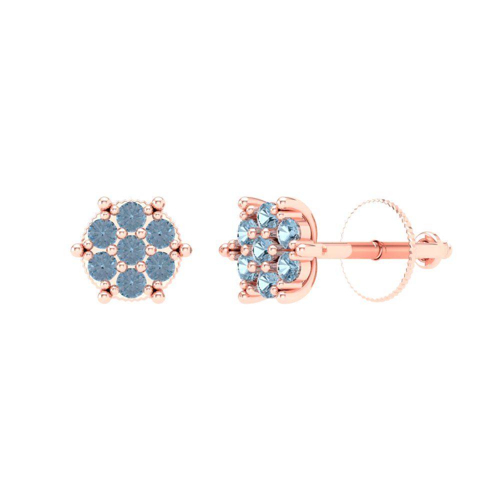 0.35cttw Aquamarine Gold-Plated 925 Silver Screw Back Stud Earrings
