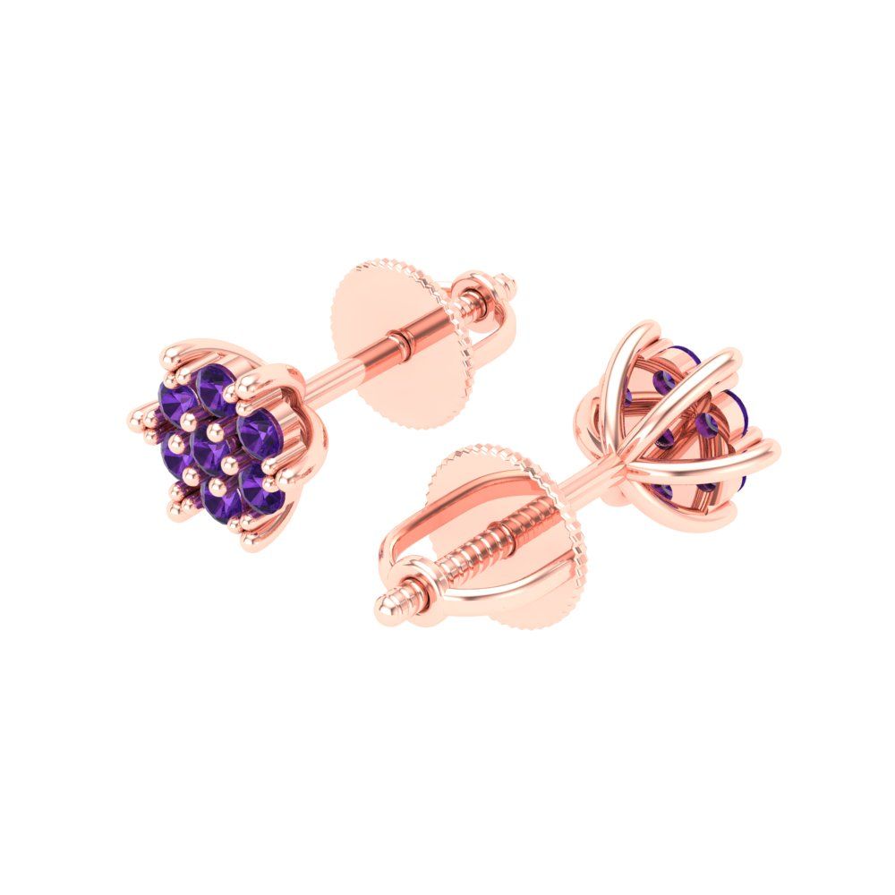 0.35cttw Amethyst Gold-Plated 925 Silver Screw Back Stud Earrings
