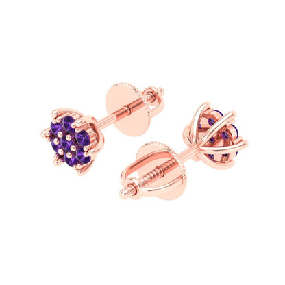 0.35cttw Amethyst Gold-Plated 925 Silver Screw Back Stud Earrings