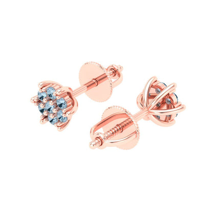 0.35cttw Aquamarine Gold-Plated 925 Silver Screw Back Stud Earrings