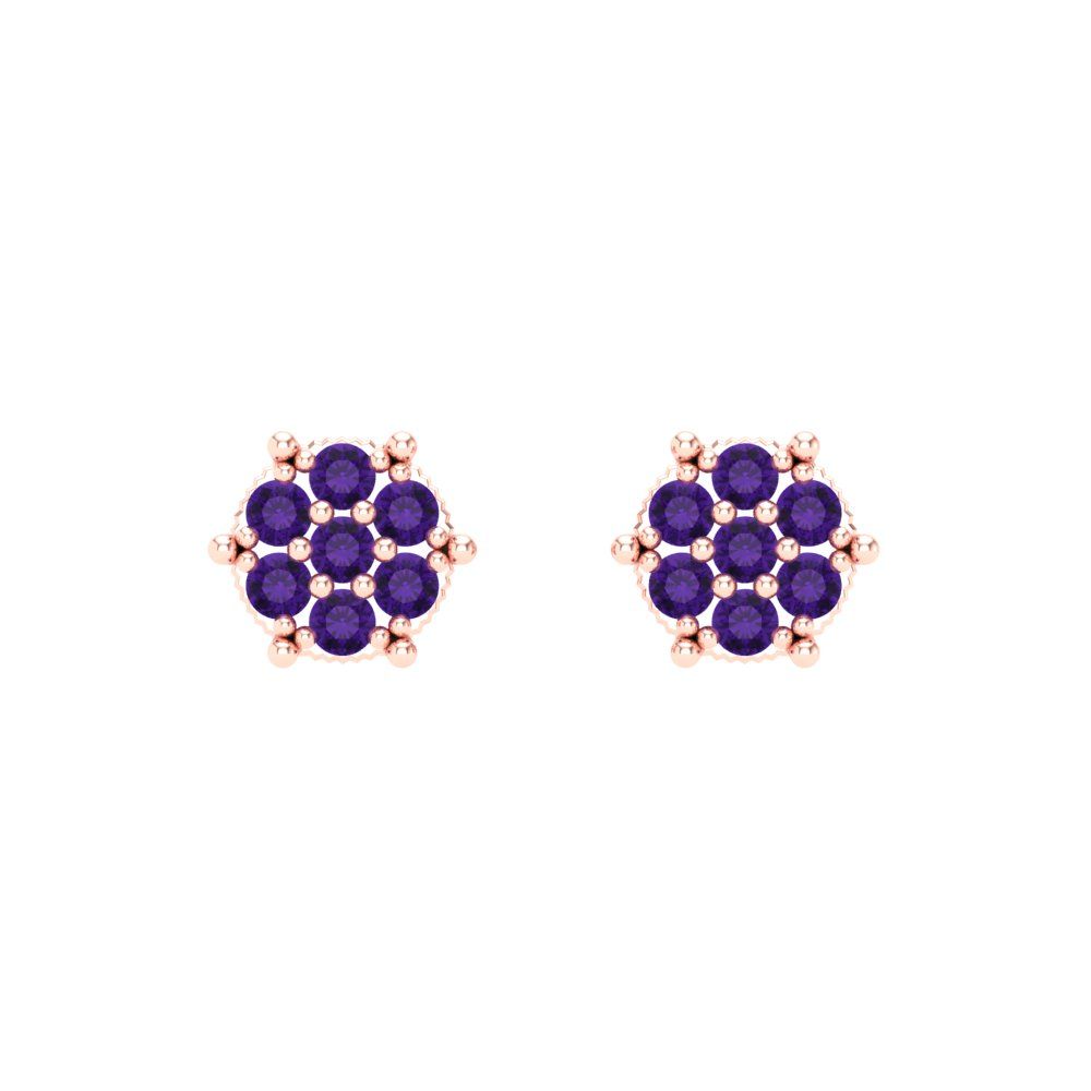 0.35cttw Amethyst Gold-Plated 925 Silver Screw Back Stud Earrings