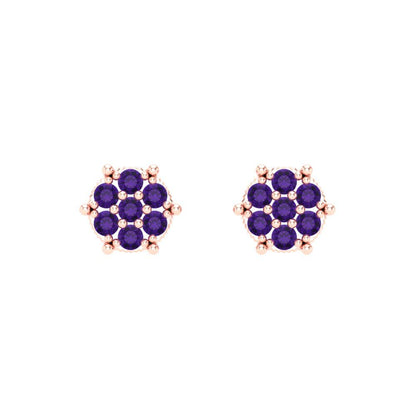 0.35cttw Amethyst Gold-Plated 925 Silver Screw Back Stud Earrings
