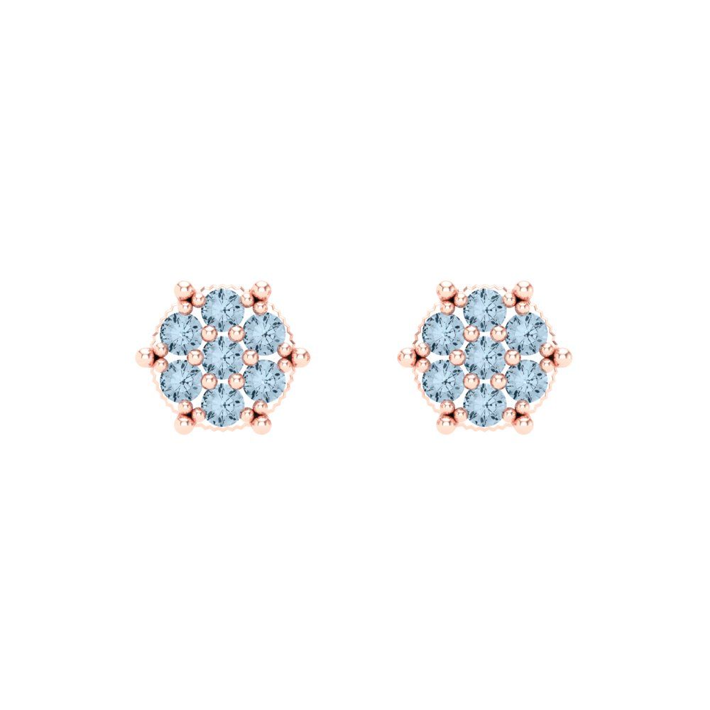 0.35cttw Aquamarine Gold-Plated 925 Silver Screw Back Stud Earrings