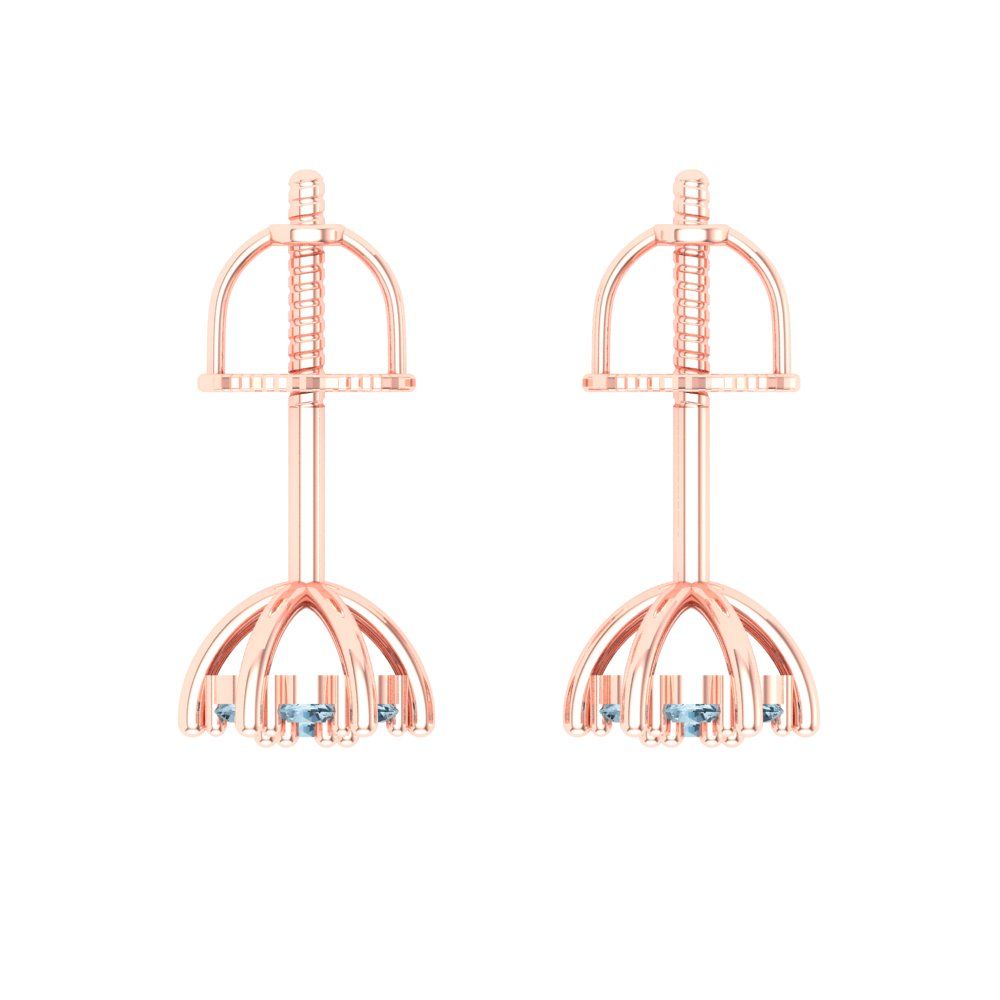 0.35cttw Aquamarine Gold-Plated 925 Silver Screw Back Stud Earrings