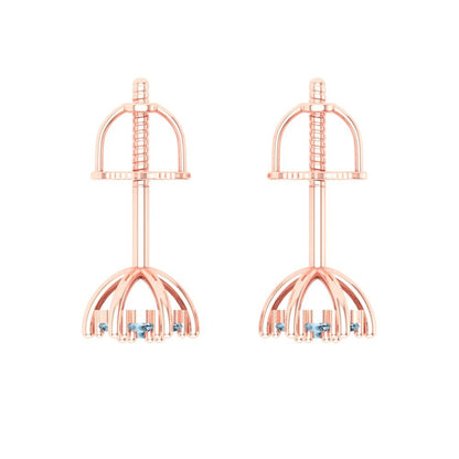 0.35cttw Aquamarine Gold-Plated 925 Silver Screw Back Stud Earrings