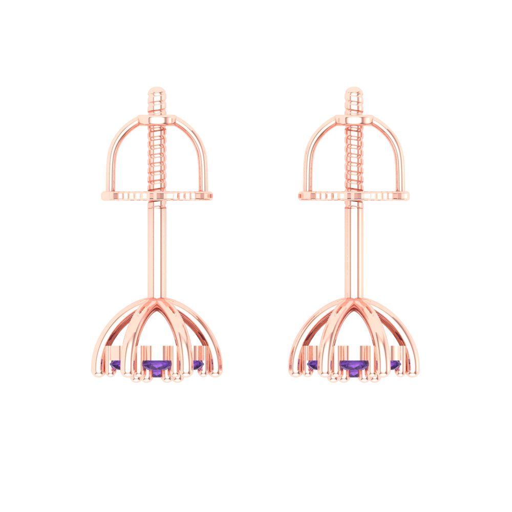 0.35cttw Amethyst Gold-Plated 925 Silver Screw Back Stud Earrings