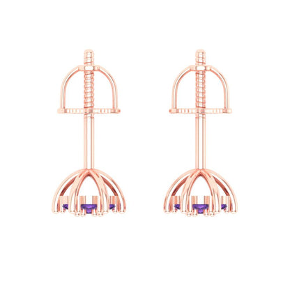 0.35cttw Amethyst Gold-Plated 925 Silver Screw Back Stud Earrings