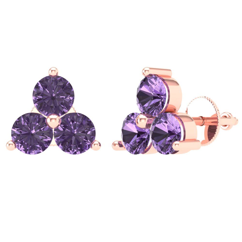 3cttw Alexandrite Gold-Plated 925 Silver Screw Back Stud Earrings