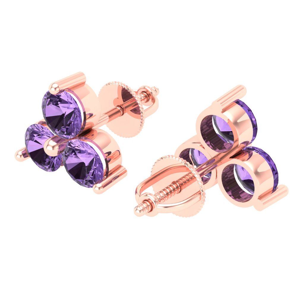 3cttw Alexandrite Gold-Plated 925 Silver Screw Back Stud Earrings