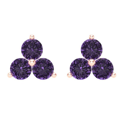 3cttw Alexandrite Gold-Plated 925 Silver Screw Back Stud Earrings
