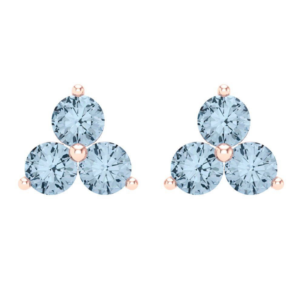 3cttw Aquamarine Gold-Plated 925 Silver Screw Back Stud Earrings
