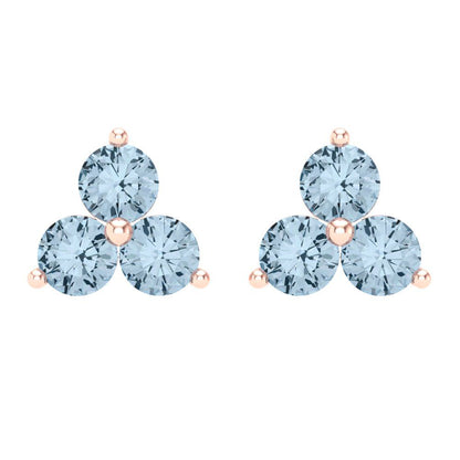 3cttw Aquamarine Gold-Plated 925 Silver Screw Back Stud Earrings