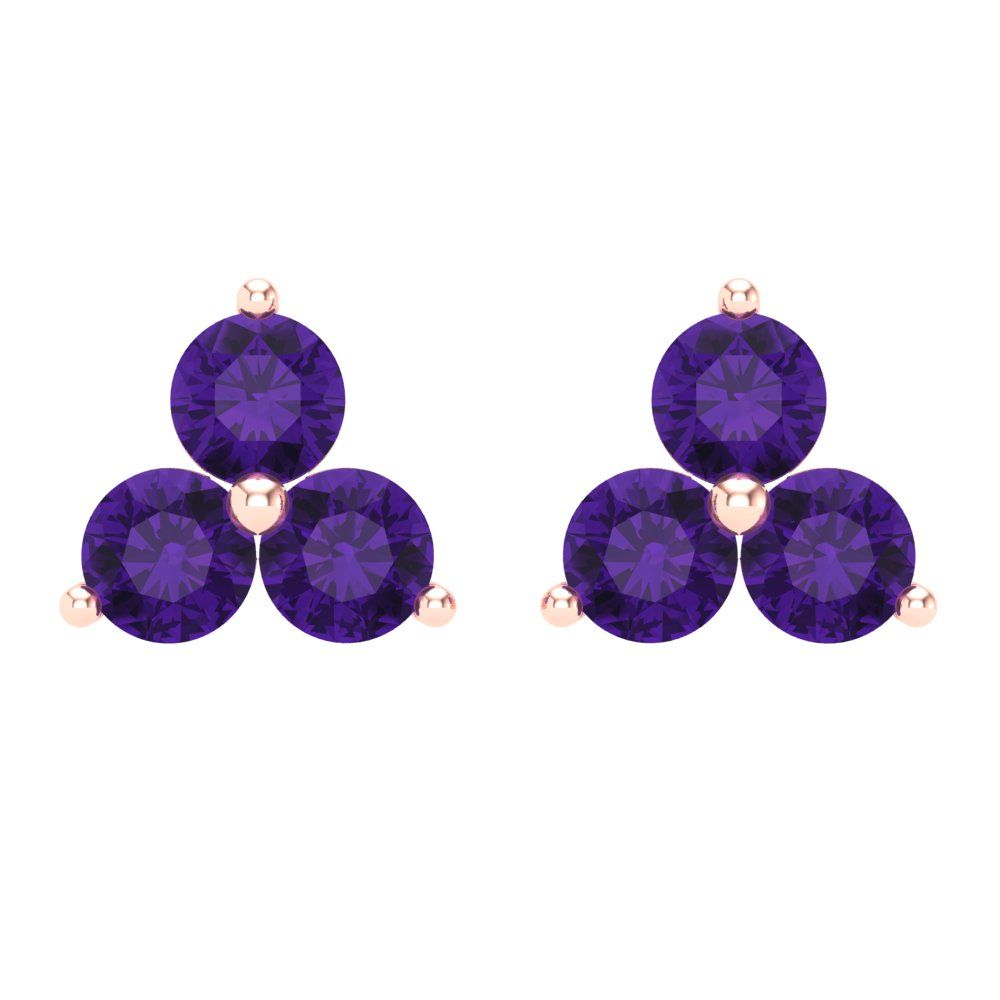 3cttw Amethyst Gold-Plated 925 Silver Screw Back Stud Earrings