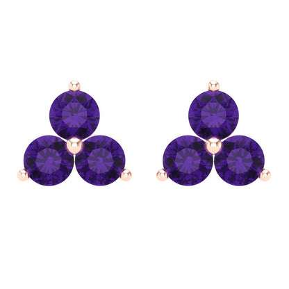 3cttw Amethyst Gold-Plated 925 Silver Screw Back Stud Earrings