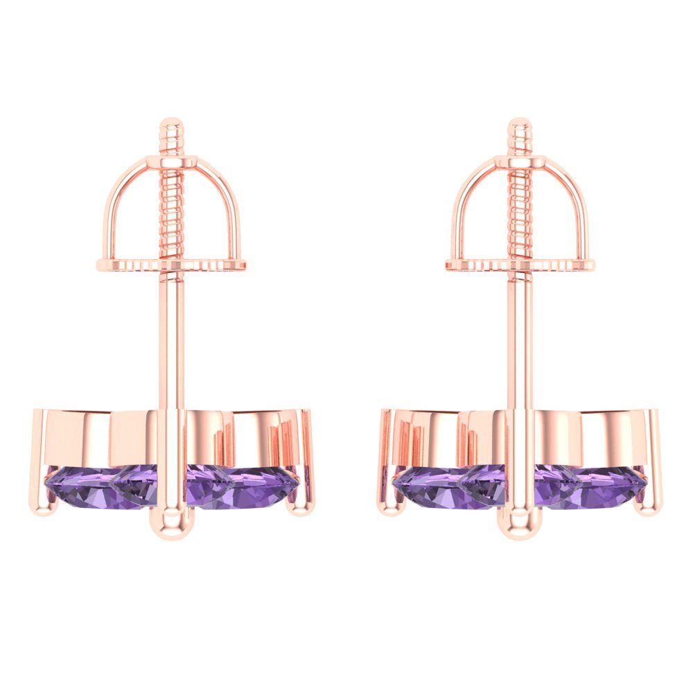 3cttw Alexandrite Gold-Plated 925 Silver Screw Back Stud Earrings