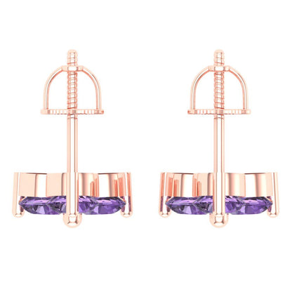 3cttw Alexandrite Gold-Plated 925 Silver Screw Back Stud Earrings