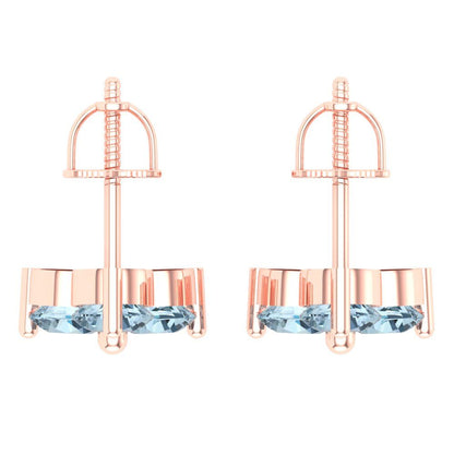 3cttw Aquamarine Gold-Plated 925 Silver Screw Back Stud Earrings