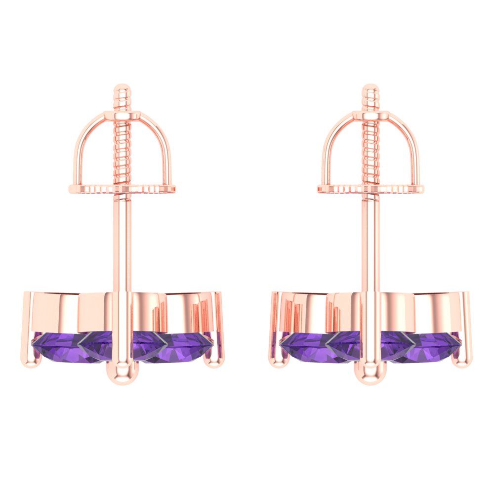 3cttw Amethyst Gold-Plated 925 Silver Screw Back Stud Earrings