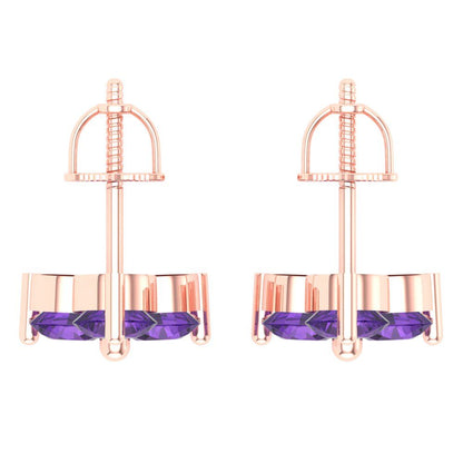 3cttw Amethyst Gold-Plated 925 Silver Screw Back Stud Earrings
