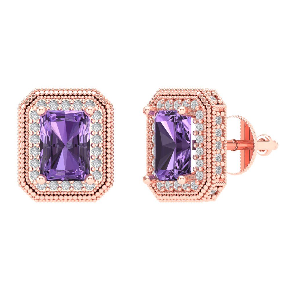 2.44cttw Alexandrite Gold-Plated 925 Silver Screw Back Stud Earrings
