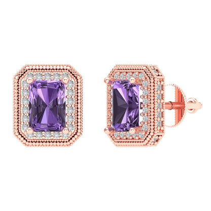 2.44cttw Alexandrite Gold-Plated 925 Silver Screw Back Stud Earrings