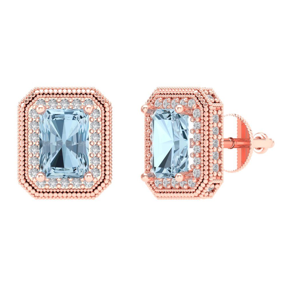 2.44cttw Aquamarine Gold-Plated 925 Silver Screw Back Stud Earrings