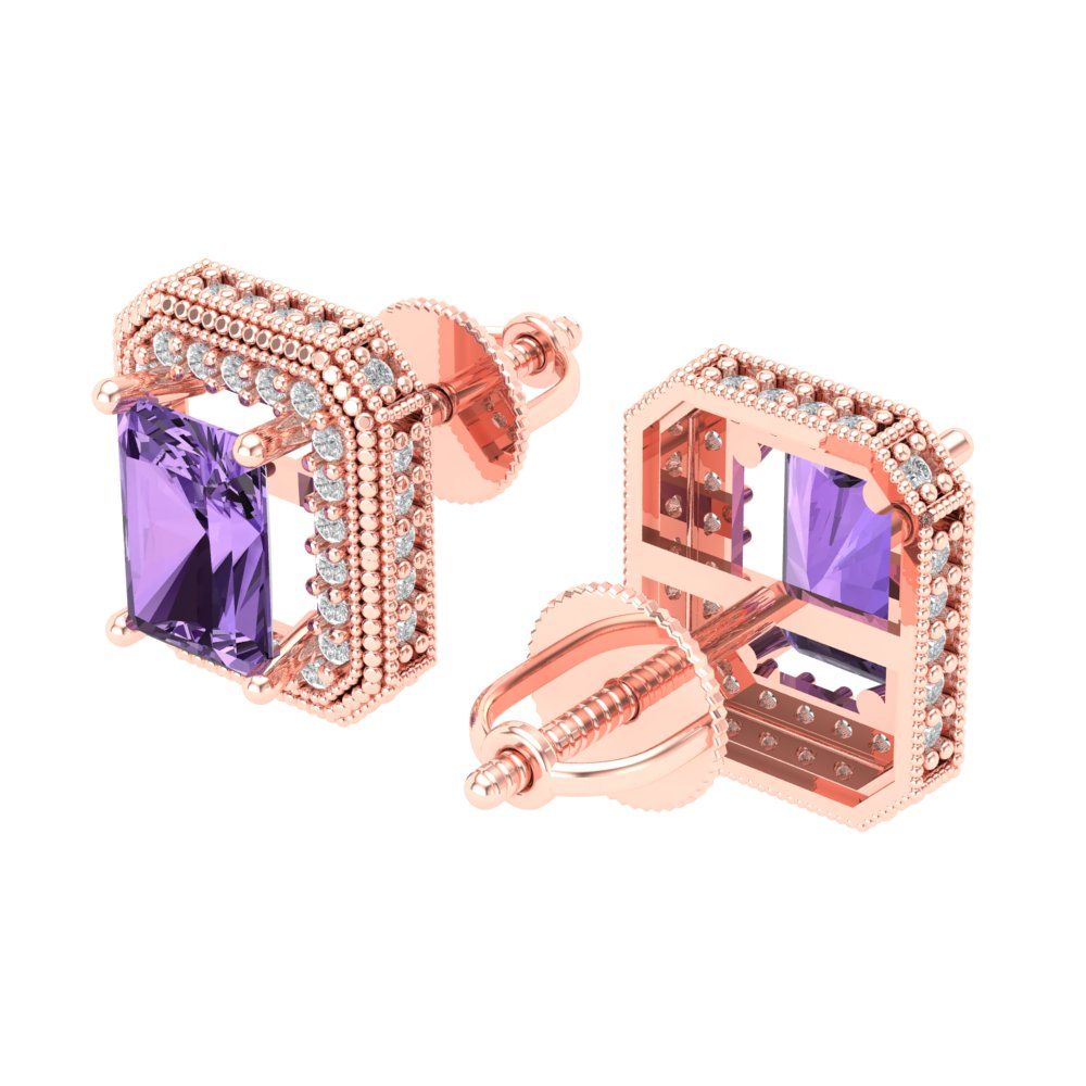 2.44cttw Alexandrite Gold-Plated 925 Silver Screw Back Stud Earrings