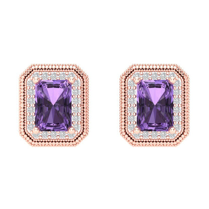 2.44cttw Alexandrite Gold-Plated 925 Silver Screw Back Stud Earrings