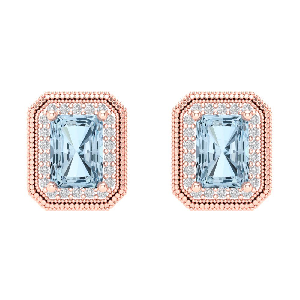 2.44cttw Aquamarine Gold-Plated 925 Silver Screw Back Stud Earrings