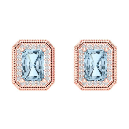 2.44cttw Aquamarine Gold-Plated 925 Silver Screw Back Stud Earrings