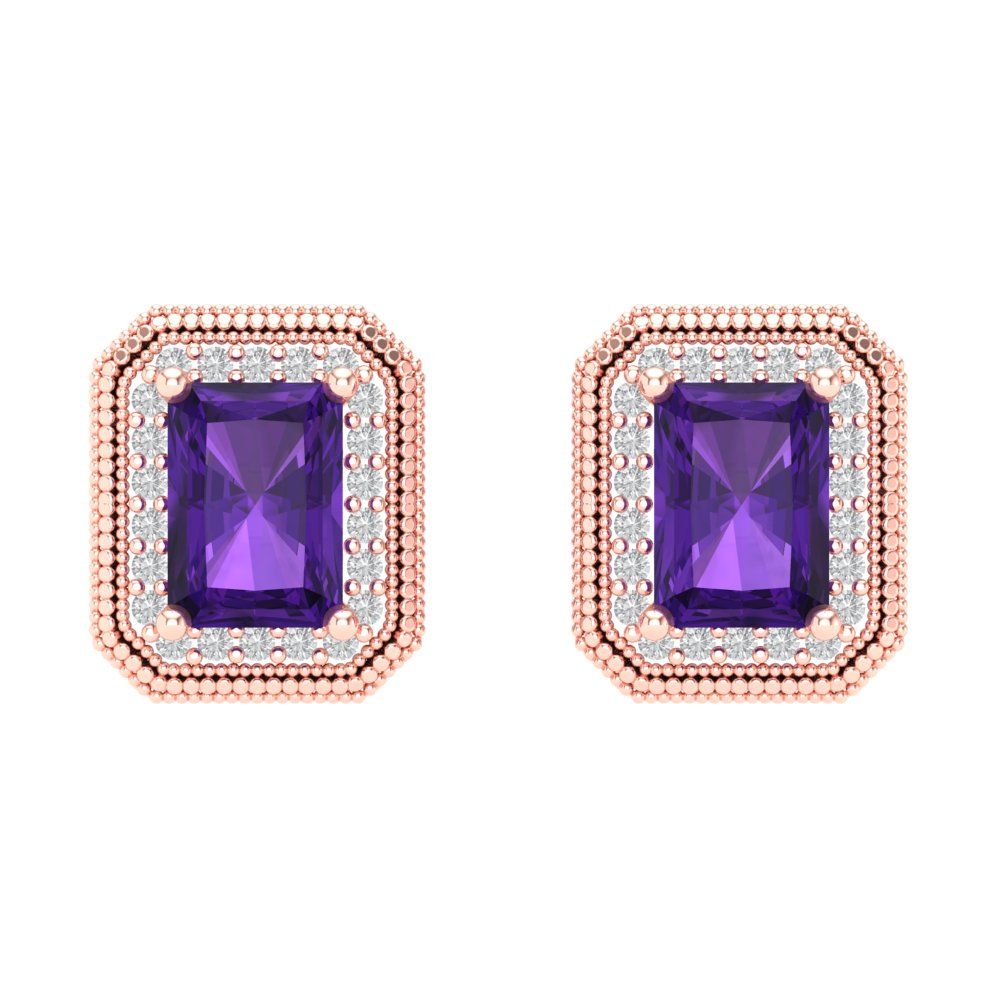 2.44cttw Amethyst Gold-Plated 925 Silver Screw Back Stud Earrings
