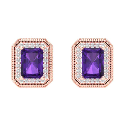2.44cttw Amethyst Gold-Plated 925 Silver Screw Back Stud Earrings