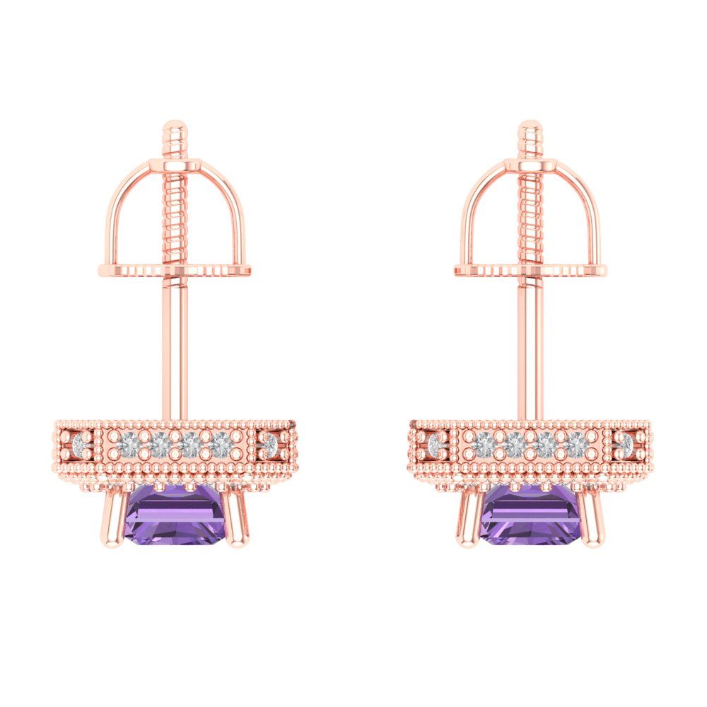 2.44cttw Alexandrite Gold-Plated 925 Silver Screw Back Stud Earrings