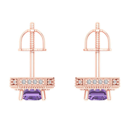 2.44cttw Alexandrite Gold-Plated 925 Silver Screw Back Stud Earrings