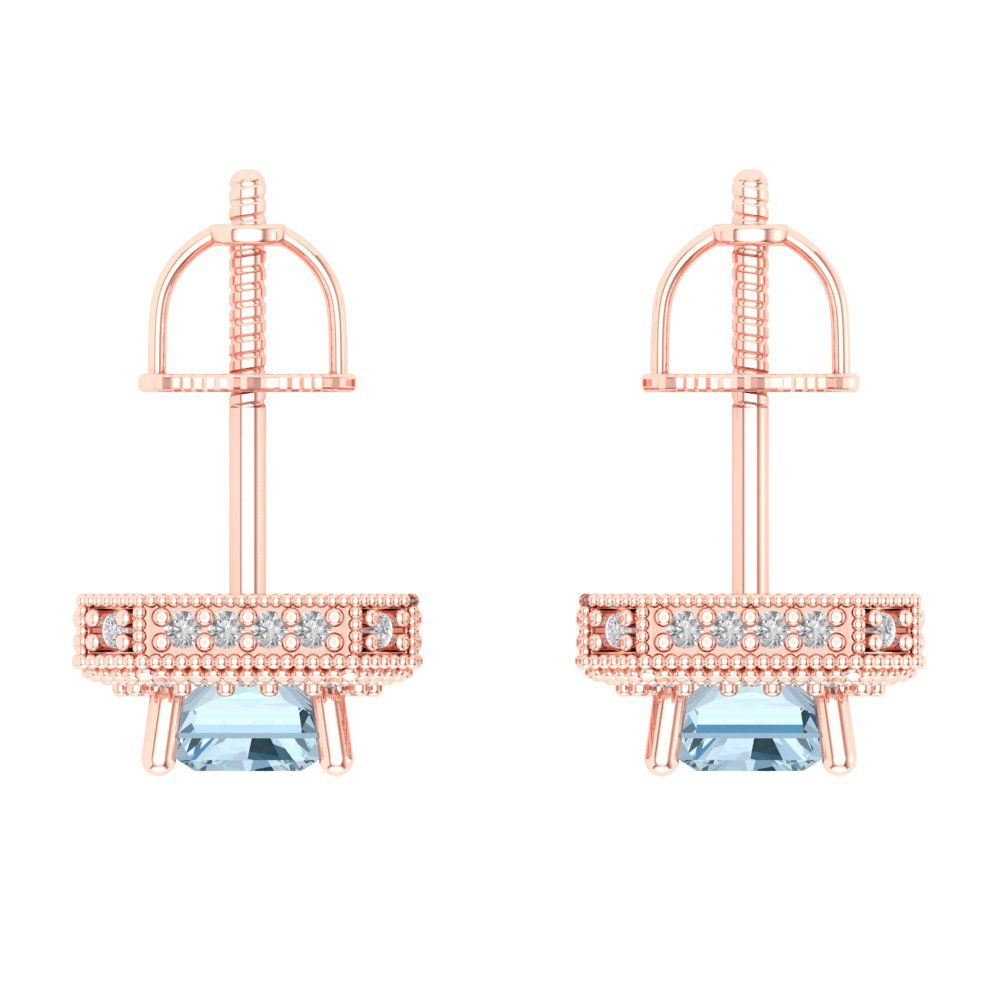 2.44cttw Aquamarine Gold-Plated 925 Silver Screw Back Stud Earrings