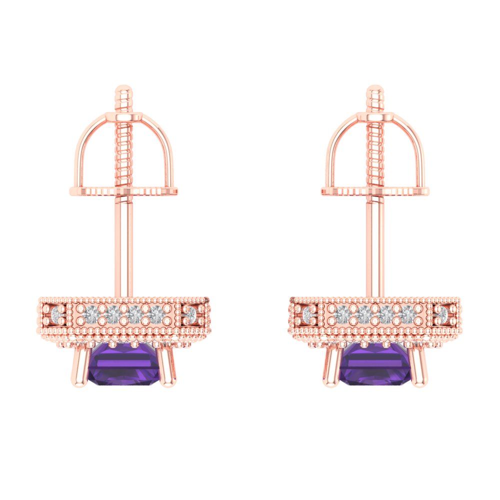 2.44cttw Amethyst Gold-Plated 925 Silver Screw Back Stud Earrings