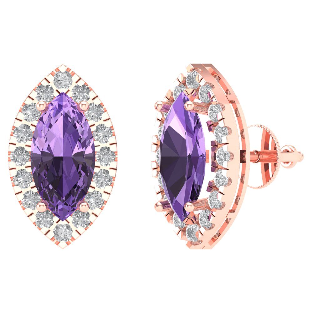 3.8cttw Alexandrite Gold-Plated 925 Silver Screw Back Stud Earrings