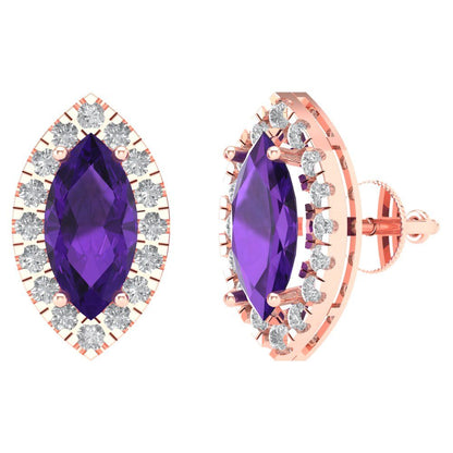 3.8cttw Amethyst Gold-Plated 925 Silver Screw Back Stud Earrings