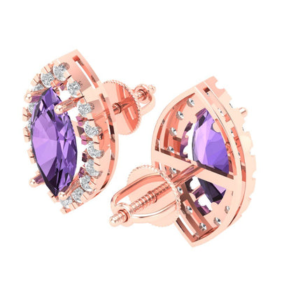 3.8cttw Alexandrite Gold-Plated 925 Silver Screw Back Stud Earrings