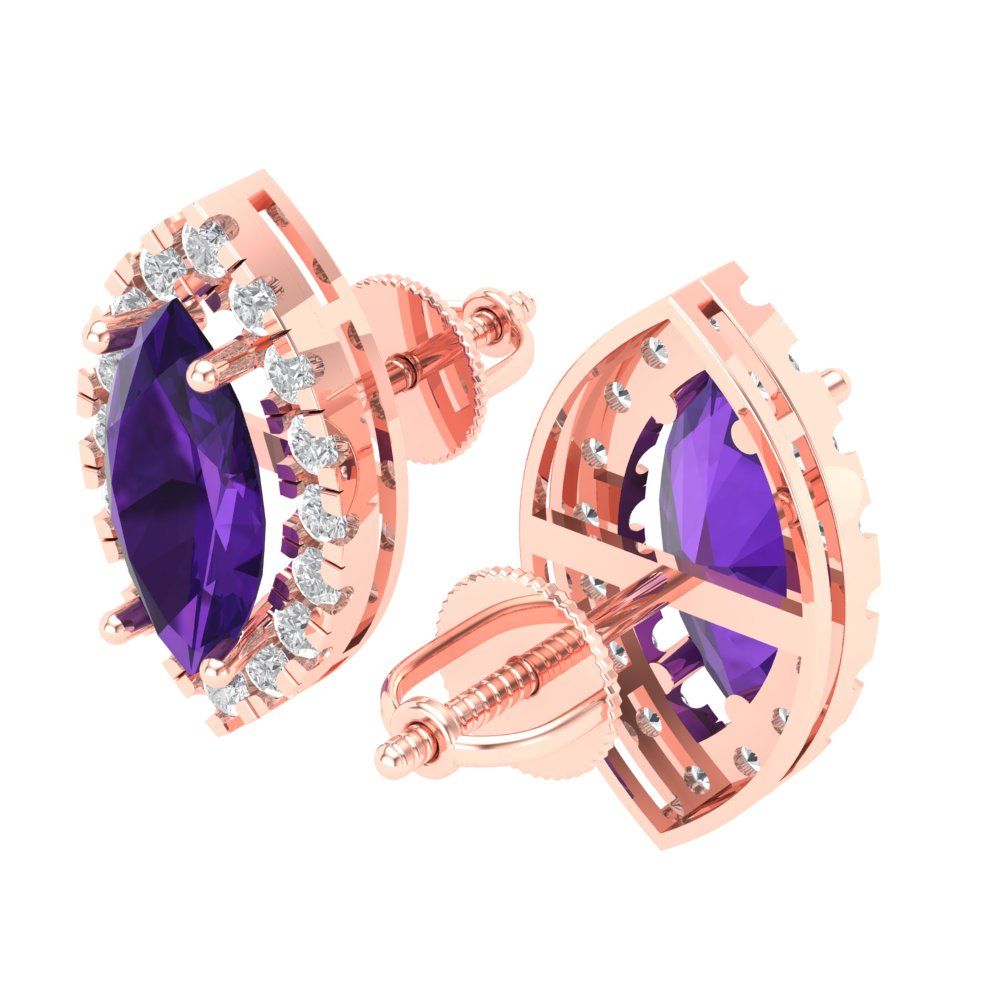3.8cttw Amethyst Gold-Plated 925 Silver Screw Back Stud Earrings