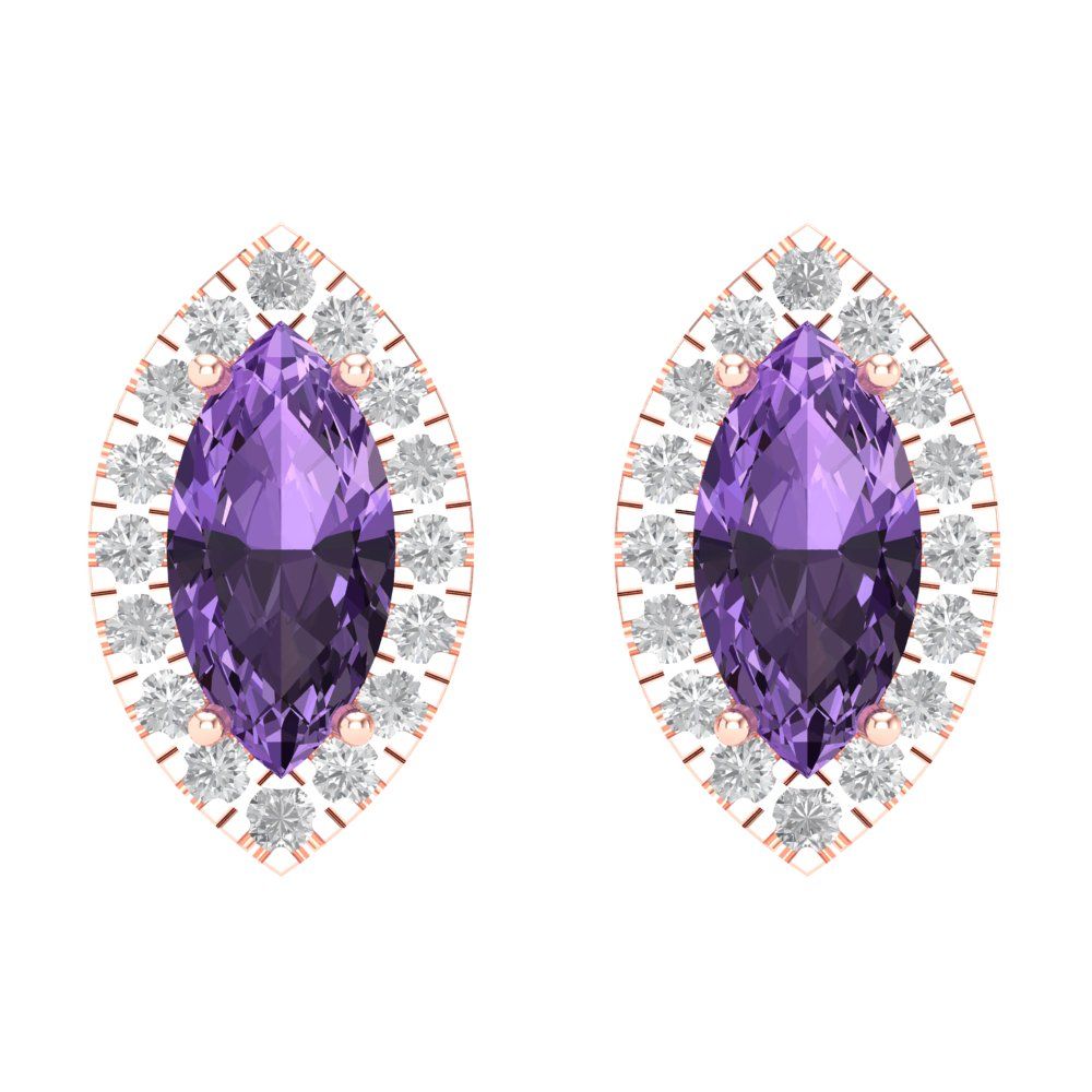 3.8cttw Alexandrite Gold-Plated 925 Silver Screw Back Stud Earrings